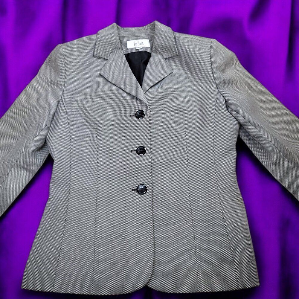 Le Suit women gray diamond nailhead suit jacket